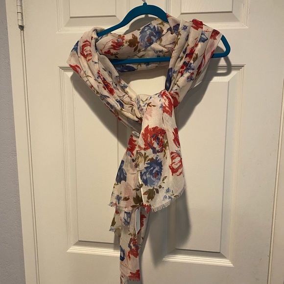 Floral Frayed Scarf - Picture 1 of 3